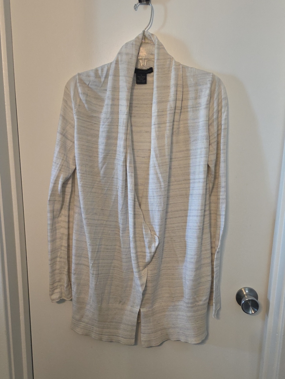 Calvin Klein Jeans Open-Front Shawl Collar Cardigan in Light Cream Heather